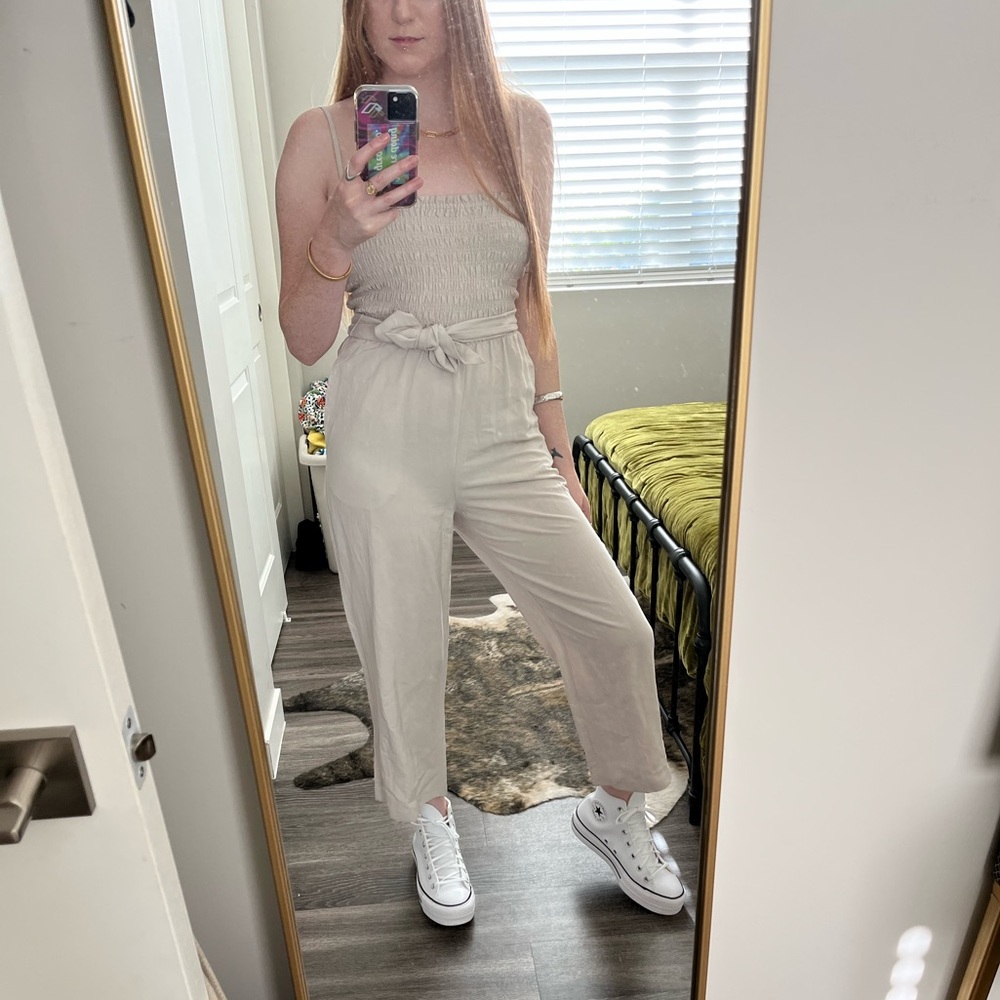 INTERMIX Belted Smocked Jumpsuit - Picture 6 of 11